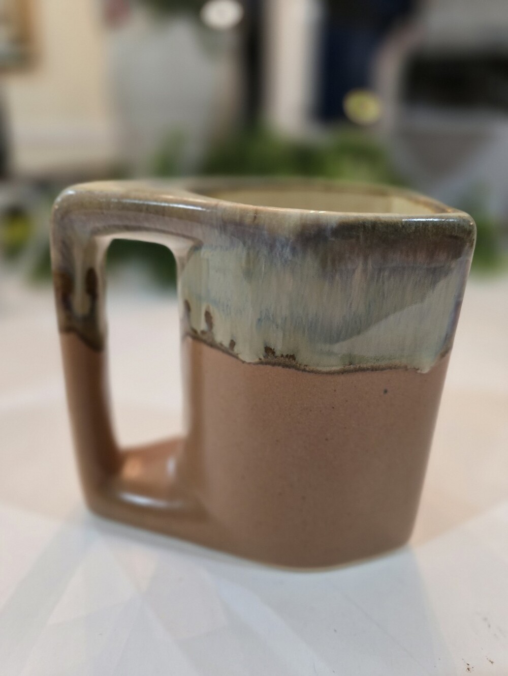 Signed Rodolfo Padilla Two-Tone Ceramic Mug in Brown and Cream*